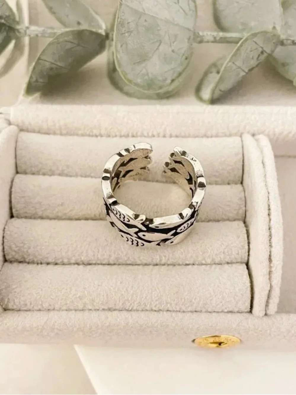 925 Sterling Silver Fish Ring School of Fish Ring Dainty Fish Ring Band